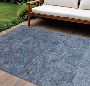 HomeRoots 10' Blue and Gray Floral Washable Area Rug - Stylish Indoor/Outdoor Solution for High Traffic Spaces 658284
