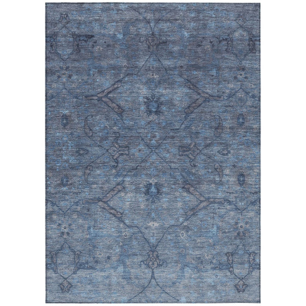 HomeRoots 10' Blue and Gray Floral Washable Area Rug - Stylish Indoor/Outdoor Solution for High Traffic Spaces 658284