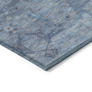 HomeRoots 10' Blue and Gray Floral Washable Area Rug - Stylish Indoor/Outdoor Solution for High Traffic Spaces 658284