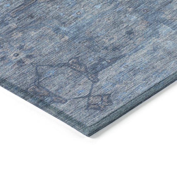 HomeRoots 10' Blue and Gray Floral Washable Area Rug - Stylish Indoor/Outdoor Solution for High Traffic Spaces 658284