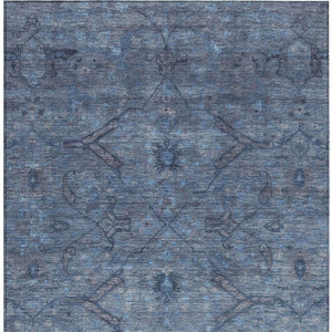 HomeRoots 10' Blue and Gray Floral Washable Area Rug - Stylish Indoor/Outdoor Solution for High Traffic Spaces 658284