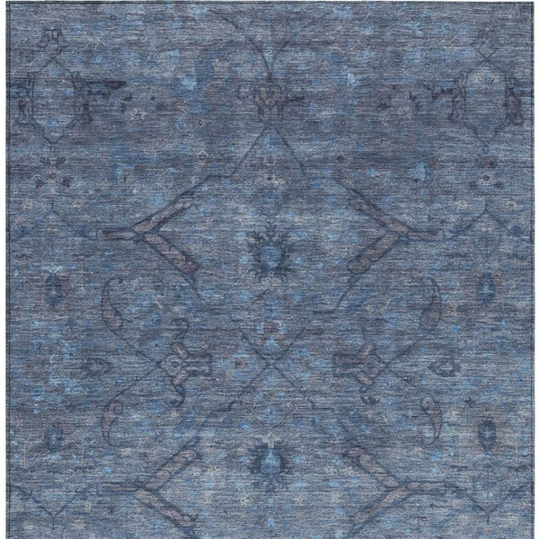 HomeRoots 10' Blue and Gray Floral Washable Area Rug - Stylish Indoor/Outdoor Solution for High Traffic Spaces 658284
