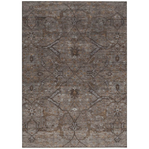 HomeRoots 5' Brown and Taupe Floral Area Rug – Stylish, Washable, Durable for Indoor/Outdoor Use, Perfect for High-Traffic Areas 658286