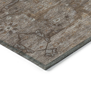 HomeRoots 5' Brown and Taupe Floral Area Rug – Stylish, Washable, Durable for Indoor/Outdoor Use, Perfect for High-Traffic Areas 658286
