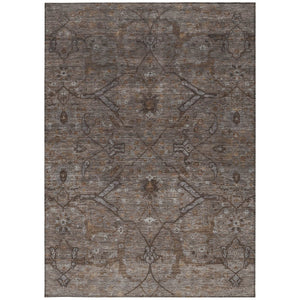 HomeRoots 8' X 10' Floral Washable Area Rug - Durable Brown & Taupe Design for Indoor & Outdoor Living Spaces 658288