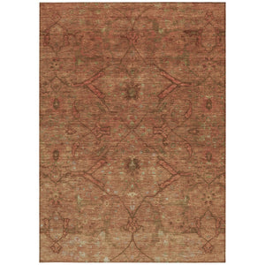 HomeRoots 10' Terra Cotta & Taupe Floral Washable Area Rug - Indoor/Outdoor Durable Style for Any Space 658296