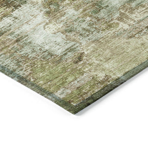 HomeRoots 8' X 10' Artichoke Green Abstract Area Rug - Washable, Durable, Stylish for Indoor & Outdoor Use 658300