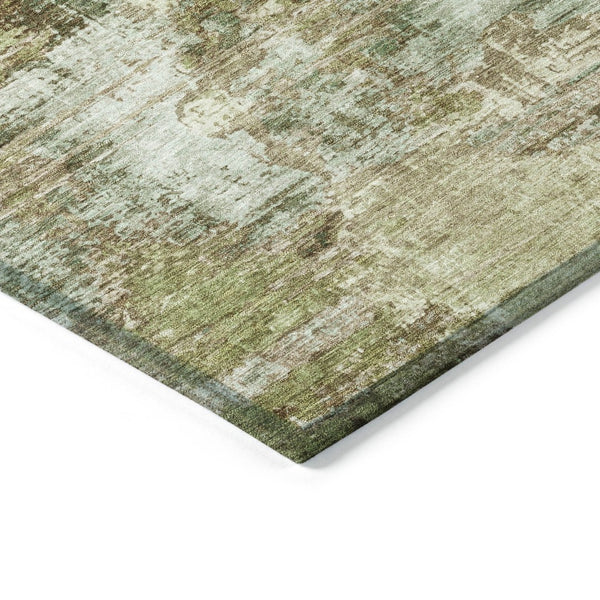 HomeRoots 8' X 10' Artichoke Green Abstract Area Rug - Washable, Durable, Stylish for Indoor & Outdoor Use 658300