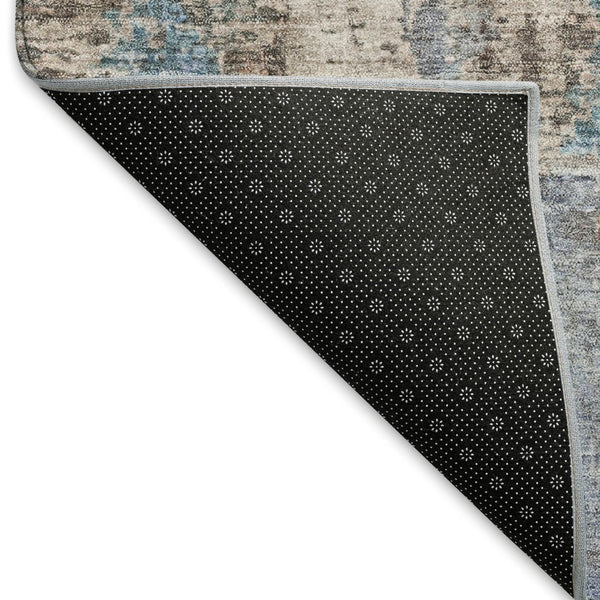HomeRoots 8' X 10' Abstract Blue Gray and Brown Washable Area Rug - Ideal for Indoor and Outdoor Spaces! 658312