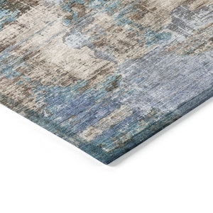 HomeRoots 8' X 10' Abstract Blue Gray and Brown Washable Area Rug - Ideal for Indoor and Outdoor Spaces! 658312