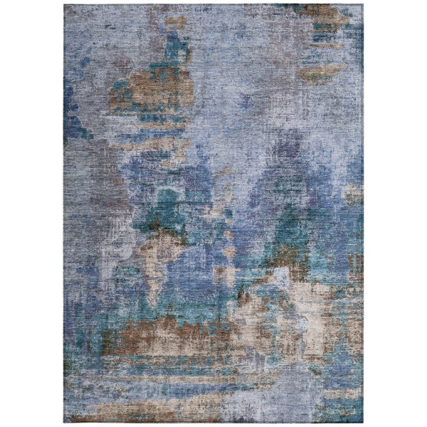 HomeRoots 10' Blue-Gray and Brown Abstract Washable Area Rug for Indoor & Outdoor Spaces - Durable & Stylish! 658314