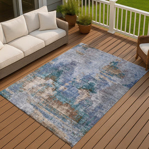 HomeRoots 10' Blue-Gray and Brown Abstract Washable Area Rug for Indoor & Outdoor Spaces - Durable & Stylish! 658314