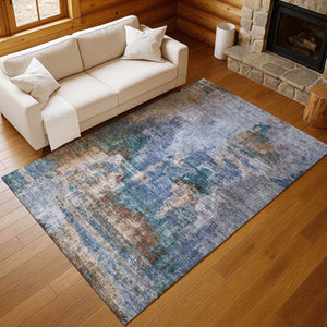 HomeRoots 10' Blue-Gray and Brown Abstract Washable Area Rug for Indoor & Outdoor Spaces - Durable & Stylish! 658314