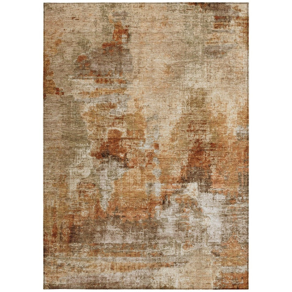 HomeRoots 5' X 8' Copper Rust Abstract Washable Area Rug - Durable, Stylish for Indoor & Outdoor Use, Easy Care 658316