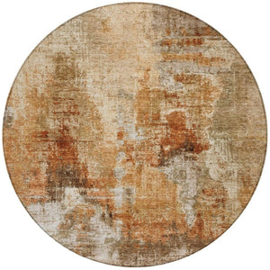 HomeRoots 8' Copper Abstract Round Area Rug - Washable, Stylish & Durable for Indoor/Outdoor Spaces 658317