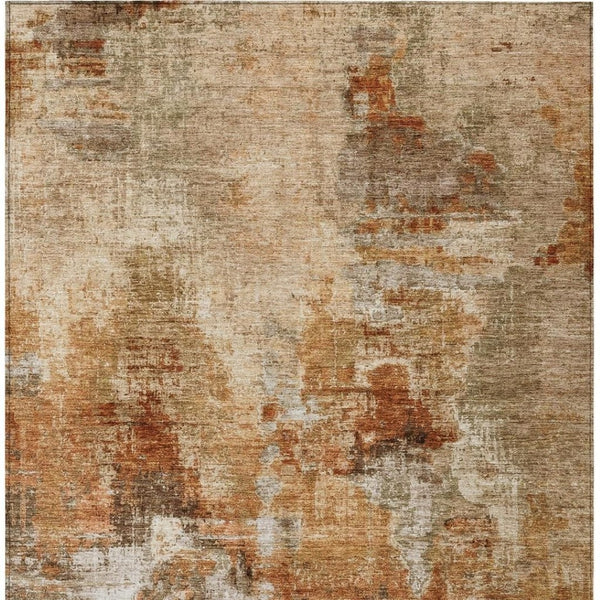HomeRoots 8' X 10' Abstract Copper Rust & Beige Area Rug - Washable, Durable, Stylish for Indoor/Outdoor Use 658318