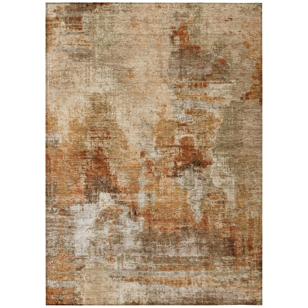 HomeRoots 8' X 10' Abstract Copper Rust & Beige Area Rug - Washable, Durable, Stylish for Indoor/Outdoor Use 658318