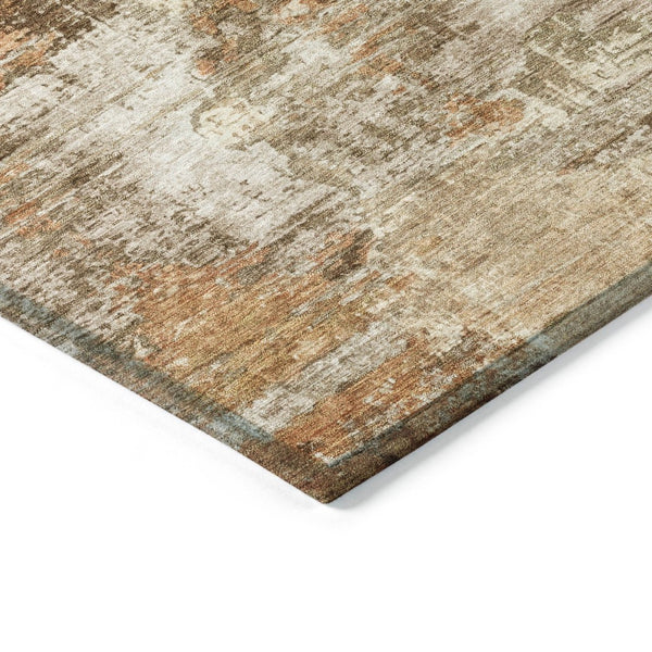 HomeRoots 8' X 10' Abstract Copper Rust & Beige Area Rug - Washable, Durable, Stylish for Indoor/Outdoor Use 658318