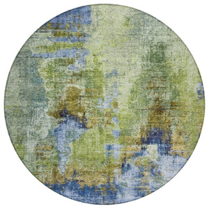 HomeRoots 8' Vibrant Round Abstract Area Rug - Washable, Durable, Indoor/Outdoor Use, Ideal for High-Traffic Spaces 658323