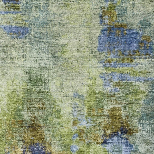 HomeRoots 10' Modern Abstract Washable Area Rug in Green, Blue & Brown - Durable Indoor/Outdoor Design for All Spaces 658326