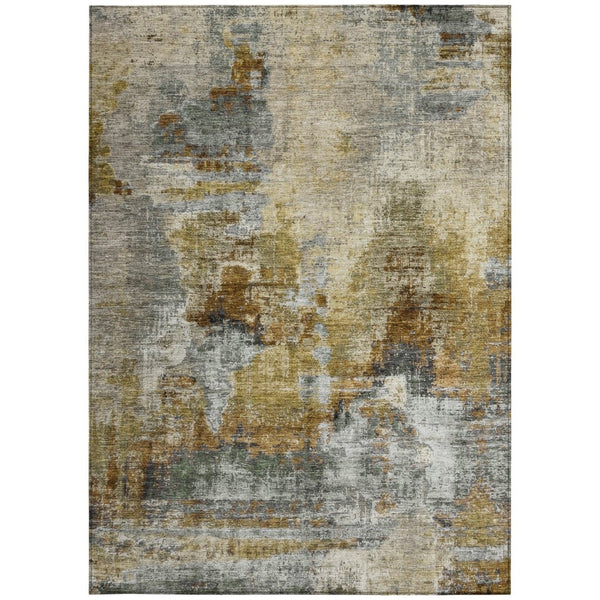 HomeRoots 5' Abstract Khaki Beige & Taupe Area Rug - Washable, Durable, Indoor/Outdoor, Perfect for Any Space! 658328