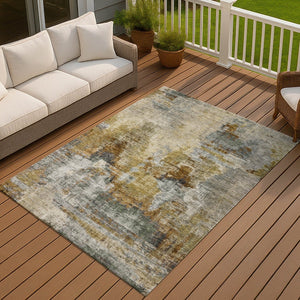 HomeRoots 5' Abstract Khaki Beige & Taupe Area Rug - Washable, Durable, Indoor/Outdoor, Perfect for Any Space! 658328