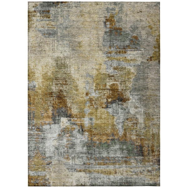 HomeRoots 5' Abstract Khaki Beige & Taupe Area Rug - Washable, Durable, Indoor/Outdoor, Perfect for Any Space! 658328