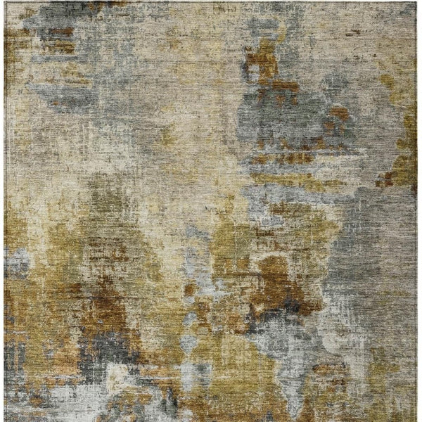 HomeRoots 5' Abstract Khaki Beige & Taupe Area Rug - Washable, Durable, Indoor/Outdoor, Perfect for Any Space! 658328