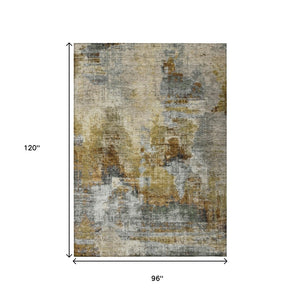HomeRoots 8' X 10' Khaki Beige & Taupe Abstract Rug – Durable, Washable Area Mat for Indoor/Outdoor Spaces! 658330