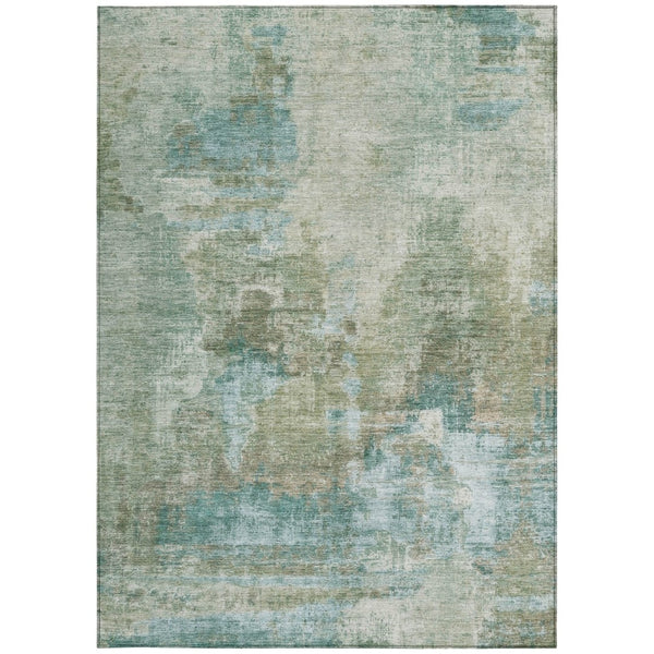HomeRoots 9' X 12' Stylish Sage and Gray Abstract Area Rug - Washable, Durable for Indoor & Outdoor Use 658337