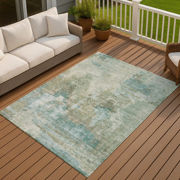 HomeRoots 9' X 12' Stylish Sage and Gray Abstract Area Rug - Washable, Durable for Indoor & Outdoor Use 658337