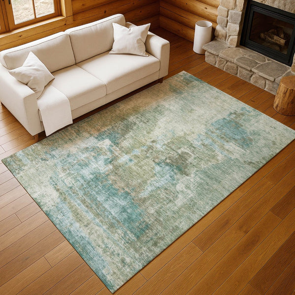 HomeRoots 9' X 12' Stylish Sage and Gray Abstract Area Rug - Washable, Durable for Indoor & Outdoor Use 658337