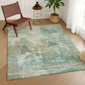 HomeRoots 10' Sage and Gray Abstract Area Rug – Washable Indoor/Outdoor, Stain Resistant, Perfect for High-Traffic Spaces 658338