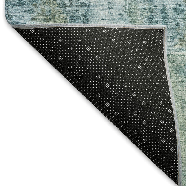 HomeRoots 8' Teal Blue and Gray Round Area Rug - Durable, Washable, Stylish Abstract Design for Indoor & Outdoor Use 658341