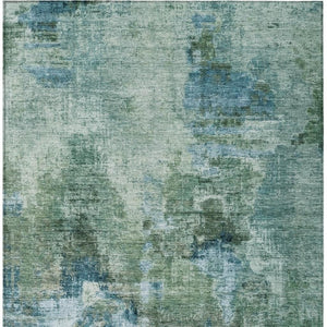 HomeRoots 9' Teal Blue and Gray Abstract Area Rug - Washable, Durable, Indoor/Outdoor, Perfect for High-Traffic Spaces 658343