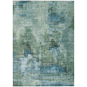 HomeRoots 9' Teal Blue and Gray Abstract Area Rug - Washable, Durable, Indoor/Outdoor, Perfect for High-Traffic Spaces 658343