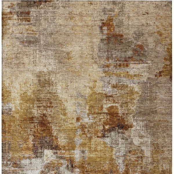 HomeRoots 5' Abstract Washable Indoor Outdoor Area Rug in Walnut and Beige - Stylish, Durable, Easy Care! 658346