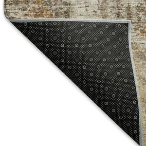 HomeRoots 5' Abstract Washable Indoor Outdoor Area Rug in Walnut and Beige - Stylish, Durable, Easy Care! 658346