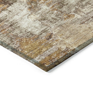 HomeRoots 5' Abstract Washable Indoor Outdoor Area Rug in Walnut and Beige - Stylish, Durable, Easy Care! 658346
