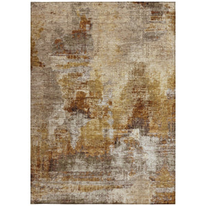 HomeRoots 10' Walnut and Beige Abstract Washable Area Rug - Durable, Stylish for Indoor & Outdoor Spaces 658350