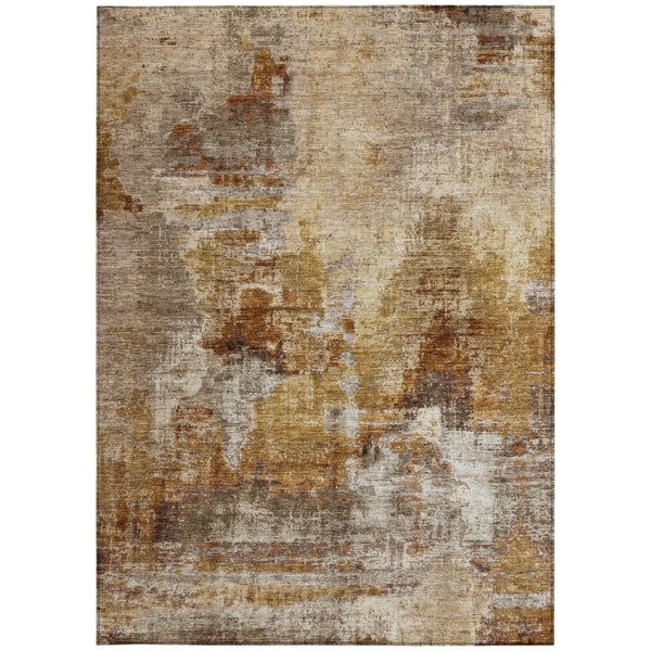 HomeRoots 10' Walnut and Beige Abstract Washable Area Rug - Durable, Stylish for Indoor & Outdoor Spaces 658350