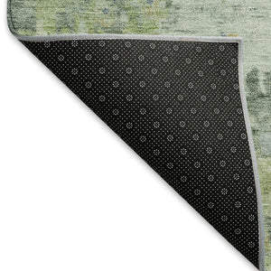 HomeRoots 5' Artichoke Green & Blue Floral Washable Area Rug - Durable, Stylish, Indoor/Outdoor Versatile Design 658352