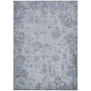 HomeRoots 10' Blue and Gray Floral Area Rug – Washable, Durable, Indoor/Outdoor, Perfect for High Traffic Spaces 658362