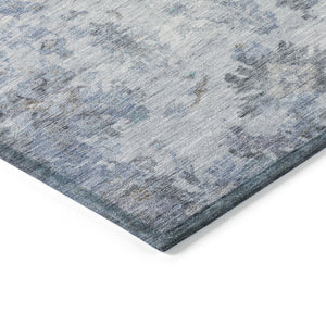 HomeRoots 10' Blue and Gray Floral Area Rug – Washable, Durable, Indoor/Outdoor, Perfect for High Traffic Spaces 658362