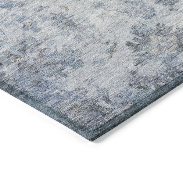 HomeRoots 10' Blue and Gray Floral Area Rug – Washable, Durable, Indoor/Outdoor, Perfect for High Traffic Spaces 658362