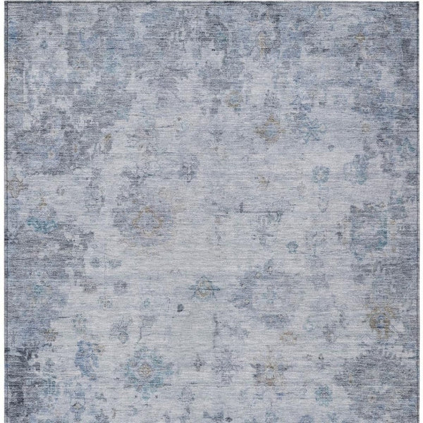 HomeRoots 10' Blue and Gray Floral Area Rug – Washable, Durable, Indoor/Outdoor, Perfect for High Traffic Spaces 658362