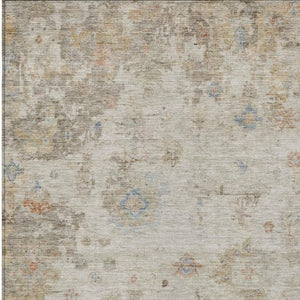 HomeRoots 8' X 10' Elegant Ivory, Beige & Blue Floral Washable Area Rug – Perfect for Indoor/Outdoor Spaces! 658366