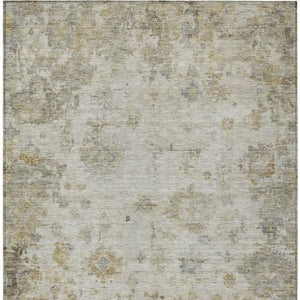 HomeRoots 5' X 8' Taupe and Blue Floral Rug - Stylish, Washable Area Rug for Indoor & Outdoor Spaces 658370