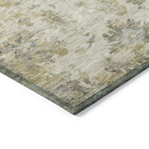 HomeRoots 8' Taupe and Blue Round Floral Rug - Durable, Washable, Versatile Indoor/Outdoor Area Decor 658371