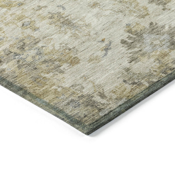 HomeRoots 8' Taupe and Blue Round Floral Rug - Durable, Washable, Versatile Indoor/Outdoor Area Decor 658371
